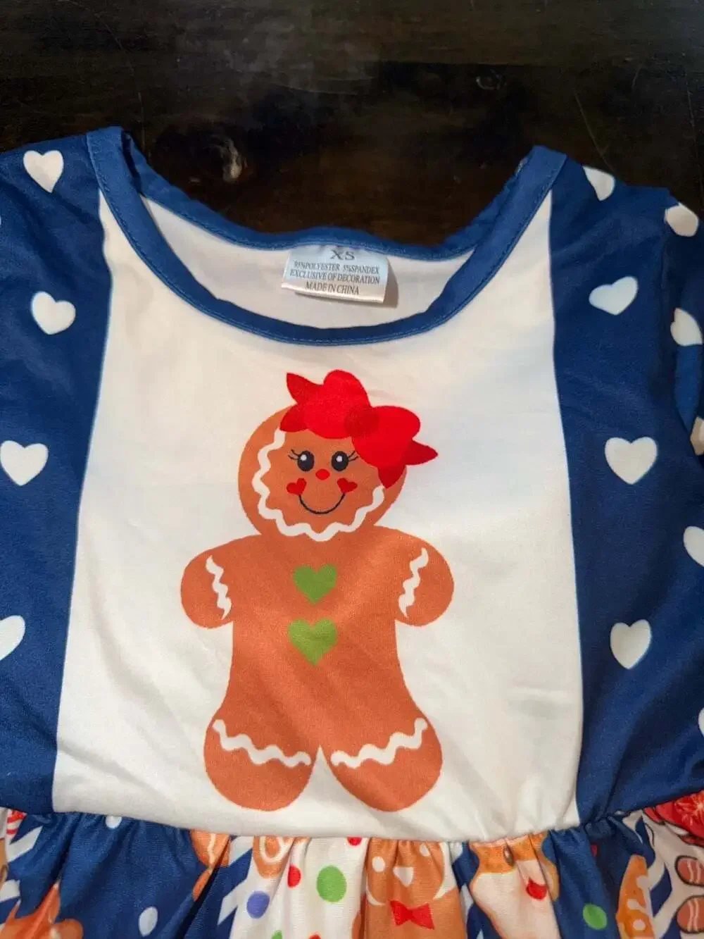 Boutique Gingerbread Man Long Sleeve Ruffle Twirl Dress Size XS (2T)